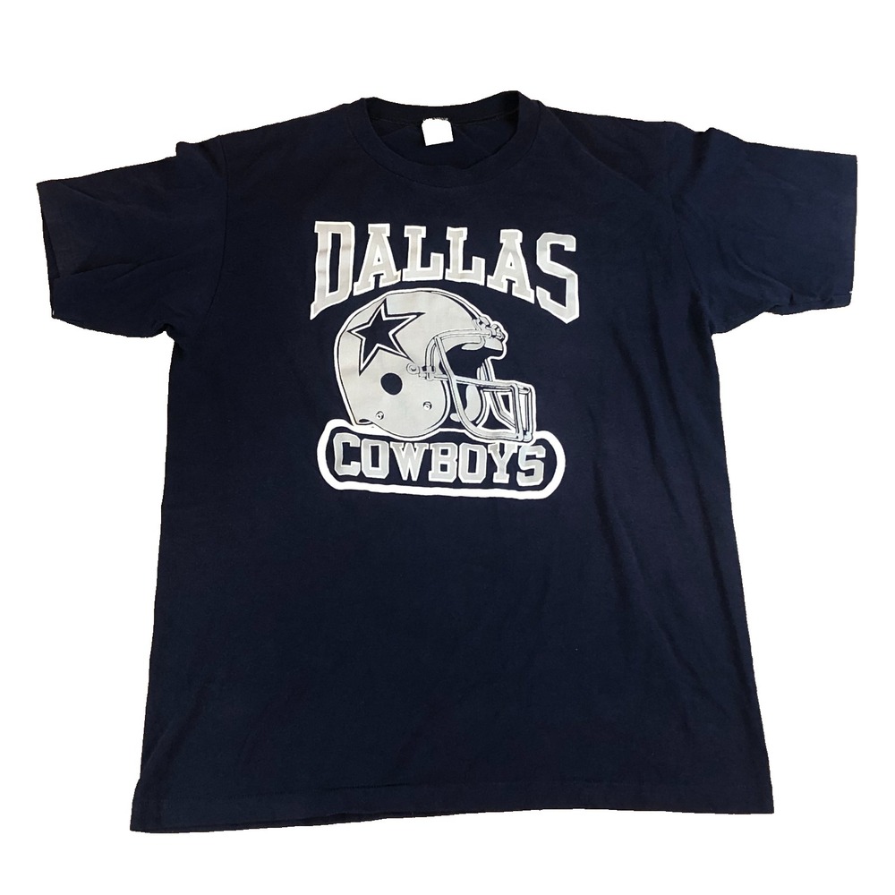 VTG Dallas Cowboys Shirt Adult Large 80's Single Stitch NFL Football Blue USA